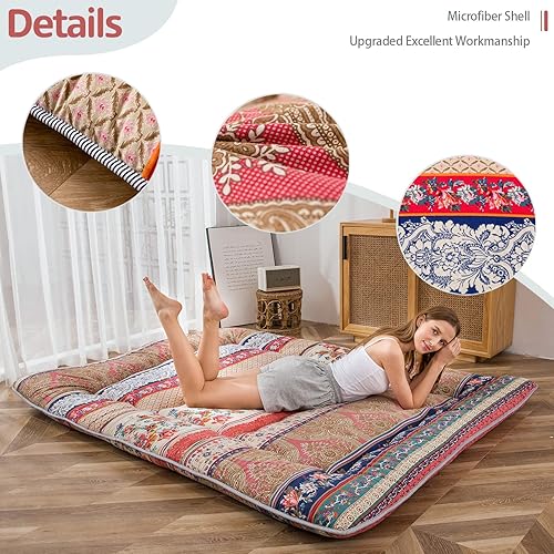 Miniatura 152 de Colchón futón japonés de piso gris constelación, de piso tatami, portátil, para acampar, para niños, sofá cama plegable enrollable con protector de