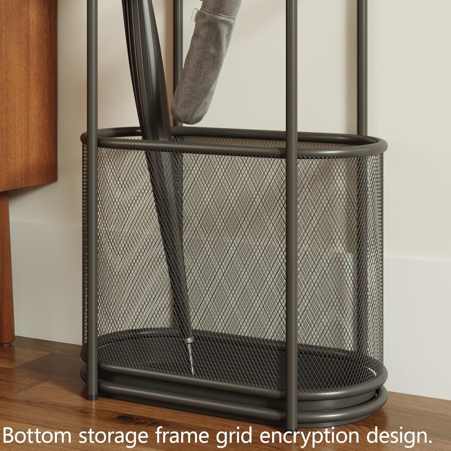 Large Capacity Metal with Drip Tray, Stylish Gold Indoor Umbrella Holder for Office and Home, Partitioned Storage Nizer