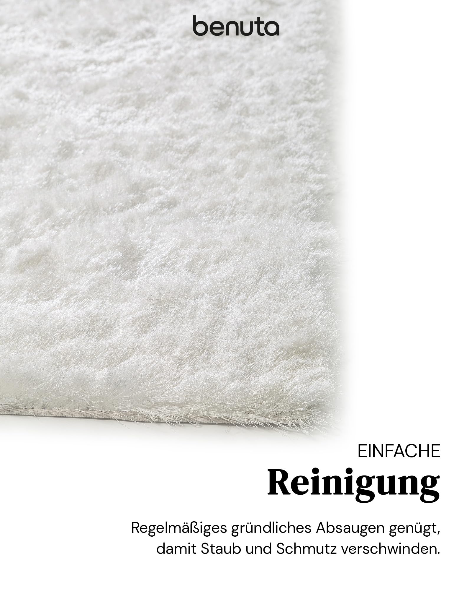 benuta Nest Hochflorteppich Whisper - Weiß 120x170 cm - Kuschelig Weicher Teppich für Schlaf- und Wohnzimmer - Pflegeleicht - Fußbodenheizung Geeignet