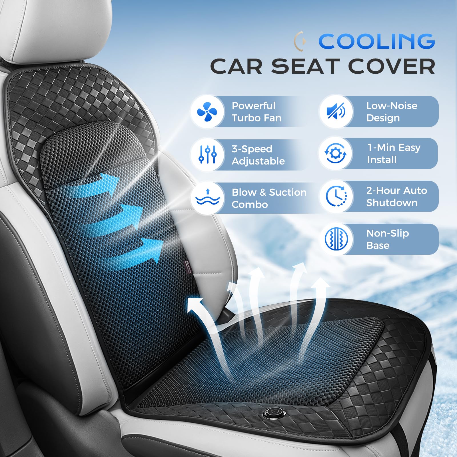 Coverado Estate Auto Coprisedili con 8 Ventilatori, 3 Velocità Regolabile Coprisedile Auto Ventilato Universal Fit per limousine,LKW, SUV, VAN