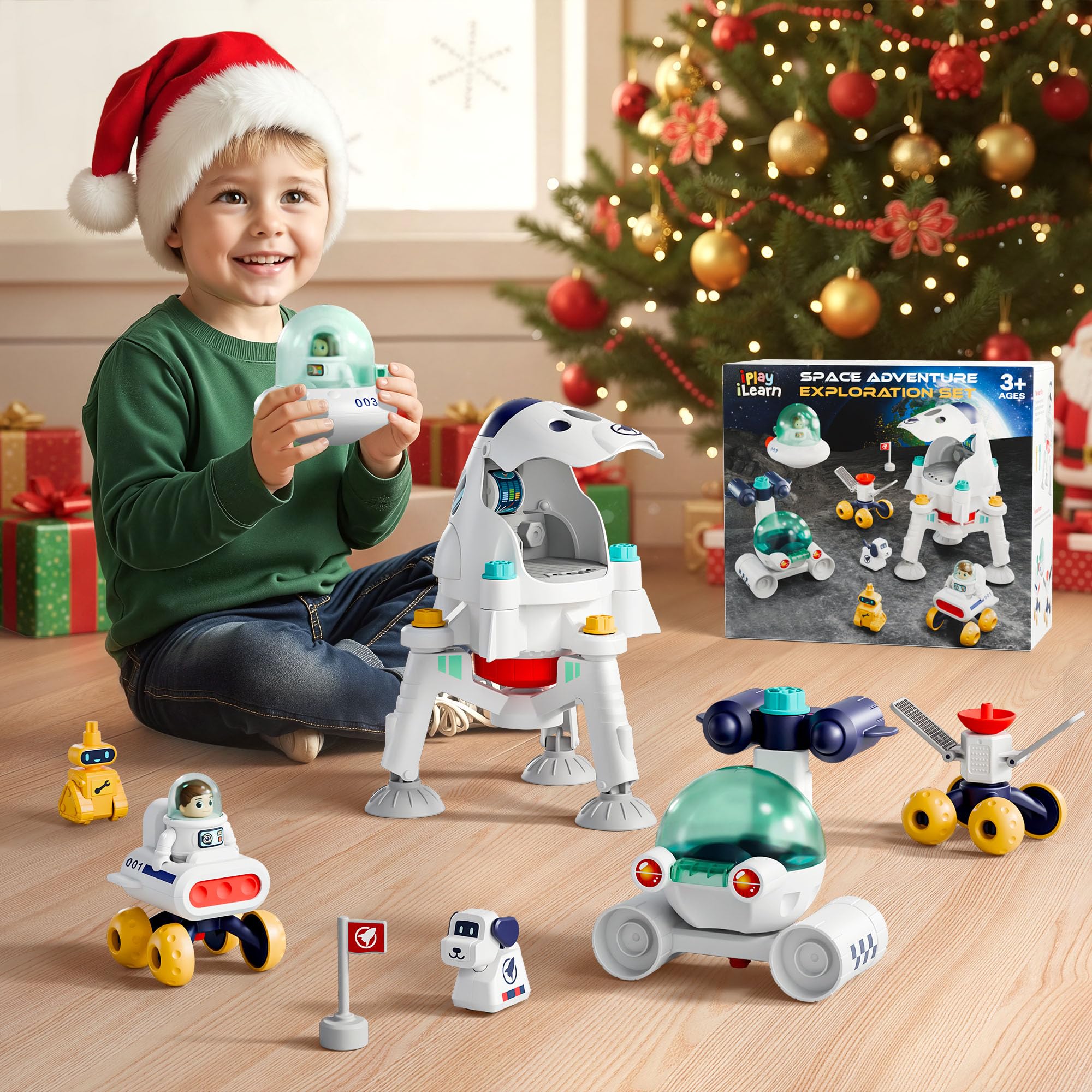 Juguetes espaciales para niños, nave espacial, aventura planeta, juego con 2 transbordadores astronautas, juguete educativo STEM del sistema solar del espacio exterior, regalo de 5