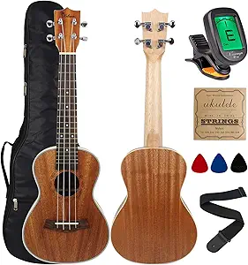 Kulana Deluxe Concert Ukulele, Mahogany Wood with Binding and Aquila Strings + Gig Bag