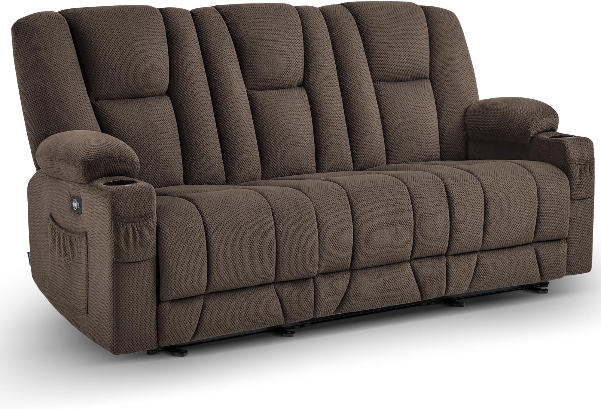 MCombo 81 in 3 Seater Reclining Sofa with Heat and Massage 6034M3 (Brown)
