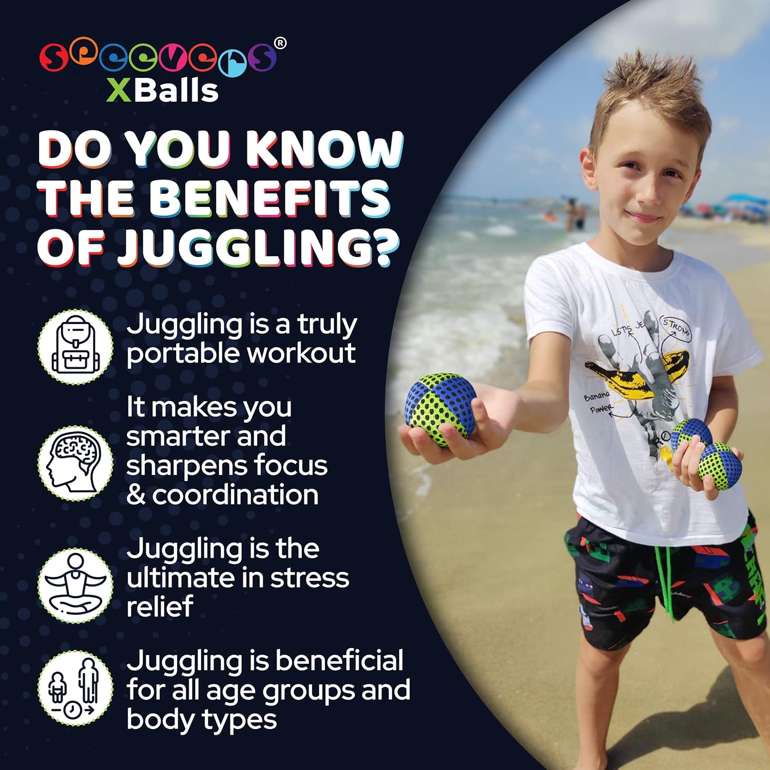 speevers Juggling Balls for Beginners and Professionals Set of 3, 14 Colors Available, 2 Layers of Net and Carry Case, Xballs Juggling Balls (Blue - Yellow, 4.2 oz)