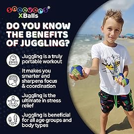 speevers Juggling Balls for Beginners and Professionals Set of 3, 14 Colors Available, 2 Layers of Net and Carry Case, Xballs Juggling Balls (Blue - Yellow, 4.2 oz)