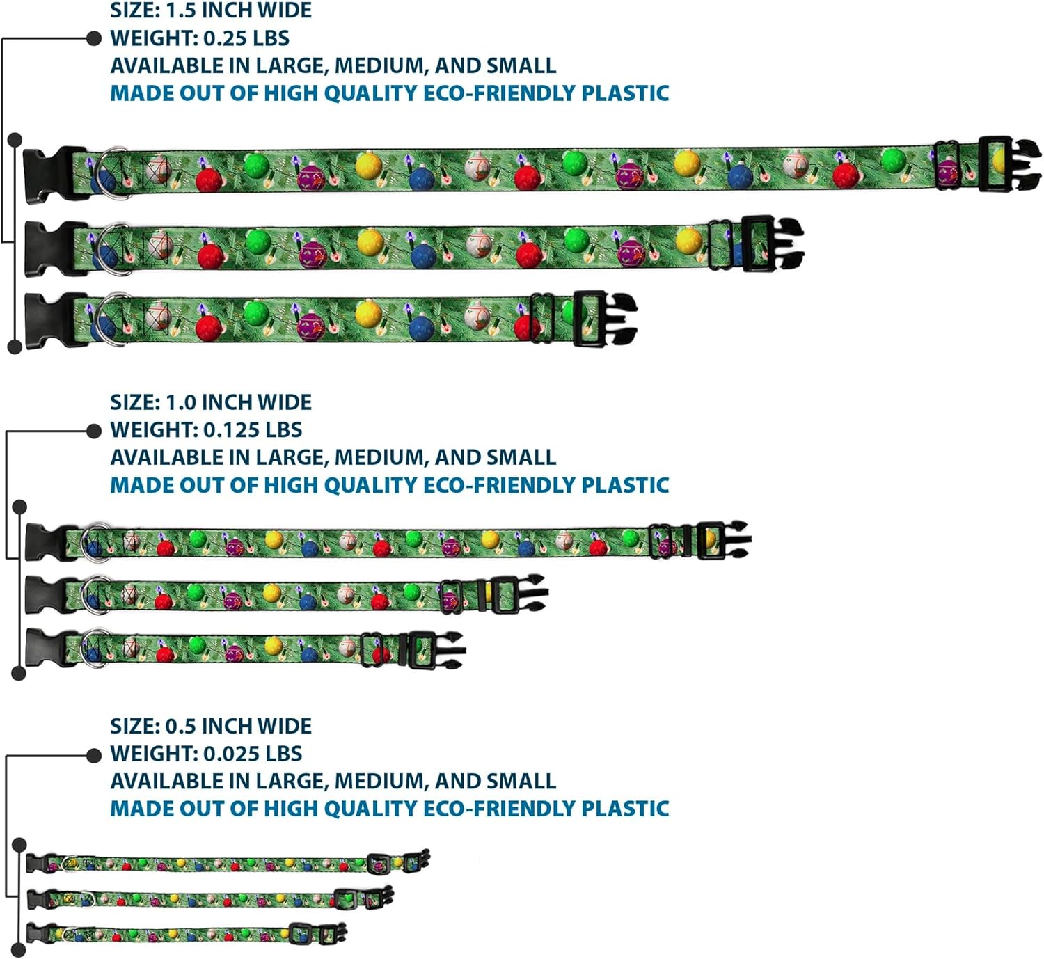 Buckle-Down Plastic Clip Collar - Decorated Tree - 1.5" Wide - Fits 16-23" Neck - Medium