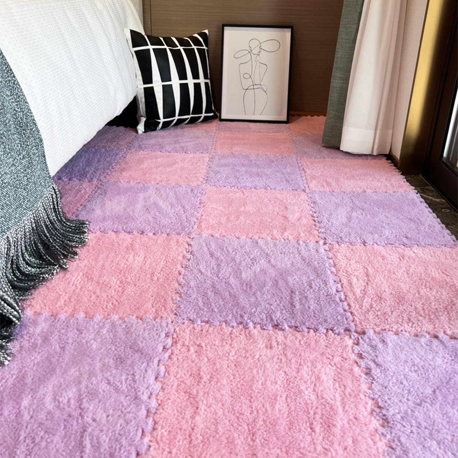 Tapis de sol en mousse multicolore 40 pièces rose et violet