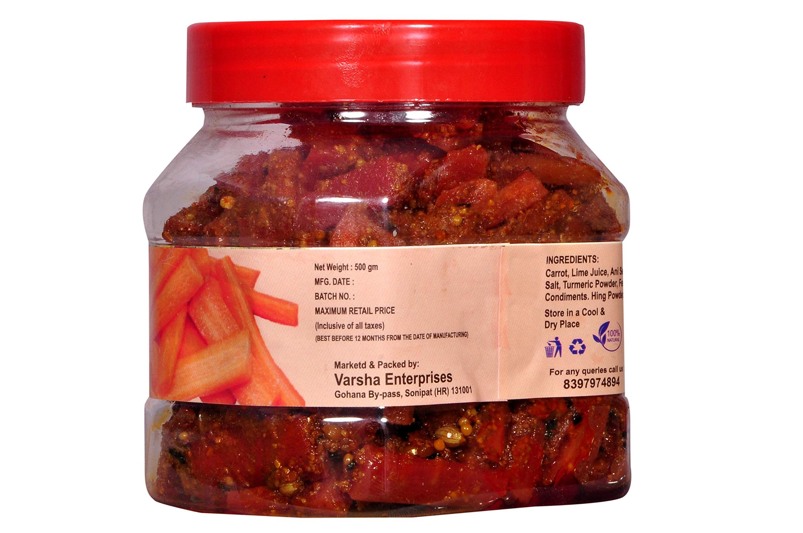 Natural Diet Organic Mother Made Carrot Pickle Gajjar ka Achar 400 Gram We Serve Natural You Eat Natural No Artificial Colors & Flavors 2