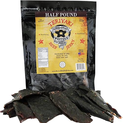 Miniatura 1 de Lone Star Teriyaki - Carne seca con sabor a carne seca  Bolsa resellable de 8 onzas  Sabor clásico hecho a mano  Hecho en los Estados Unidos