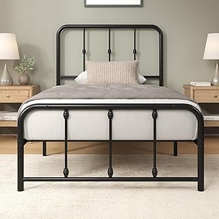 ZINUS Florence Single Bed Frame – Bed 90x190 cm – 35 cm Height –Metal Bed Frame with Headboard and Footboard – Platform bed with steel slat support – Clearance under the bed - Easy Assembly – Black