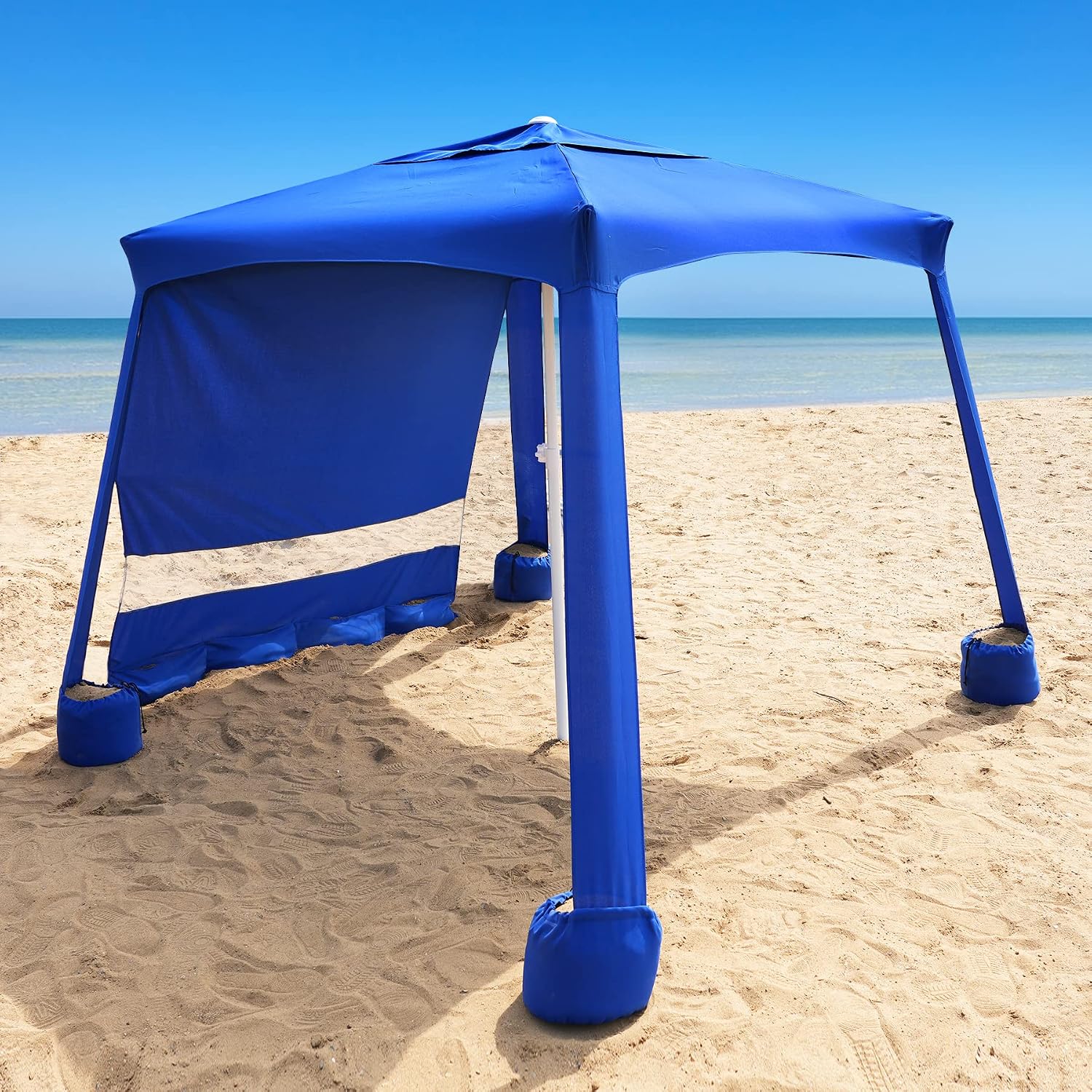 AMMSUN Beach Cabana,6.2'×6.2' Beach Canopy,Easy Set up and Take Down,Cool Cabana Beach Tent with Sand Pockets,Instant Sun Shelter with Privacy Sunwall,Blue