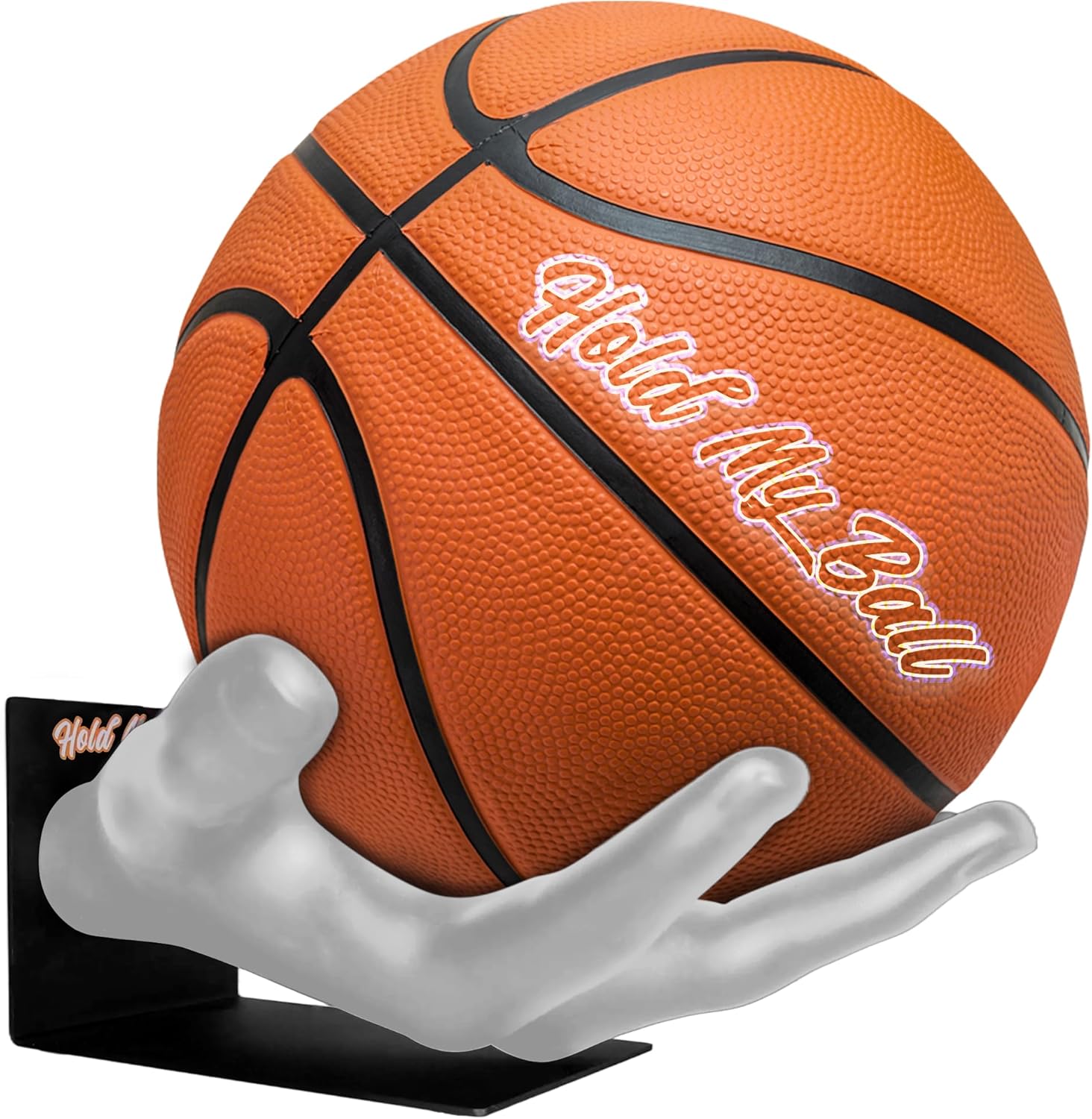 Large Hand-Sculptured Ball Holder & Stand - Versatile Rack for Basketball, Soccer, or Volleyballs - Durable Sports Display Organizer, Basketball Room Decor, Non-Slip Table Stand for Man Cave & More