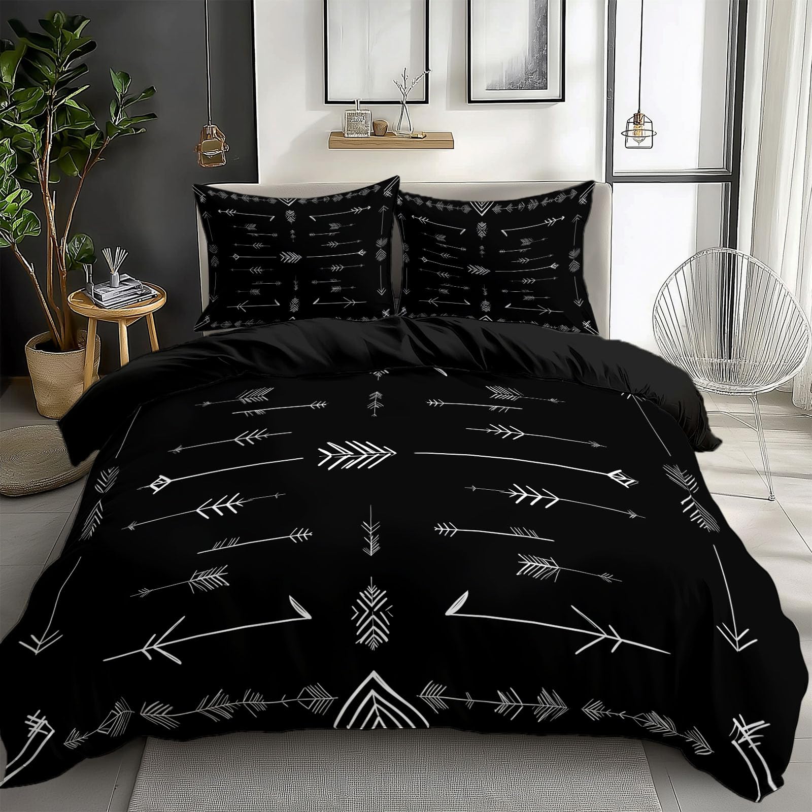 Juego de ropa de cama de 180 x 200 cm, 3 piezas, diseño de flecha, color