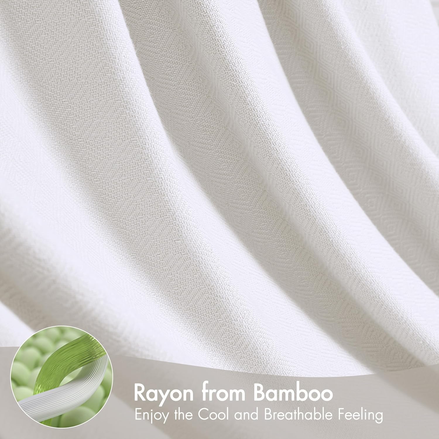 Madison Park King Size Blanket, 70% Rayon Bamboo-Based, 30% Cotton, Breathable for Hot Sleepers Menopause, Ultra Soft and Snag-Resistant, Summer Blanket for Bed or Couch, King 108"x90", White - Image 5