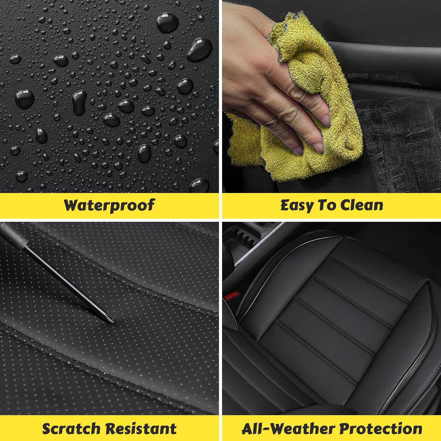 ILMO Seat Cushion Cover Compatible with 2007-2026 Chevrolet Silverado 2500, Nappa Leather Auto Interior Covers, All-Inclusive Seats Cover(Classic Black, Luxury Full Set)