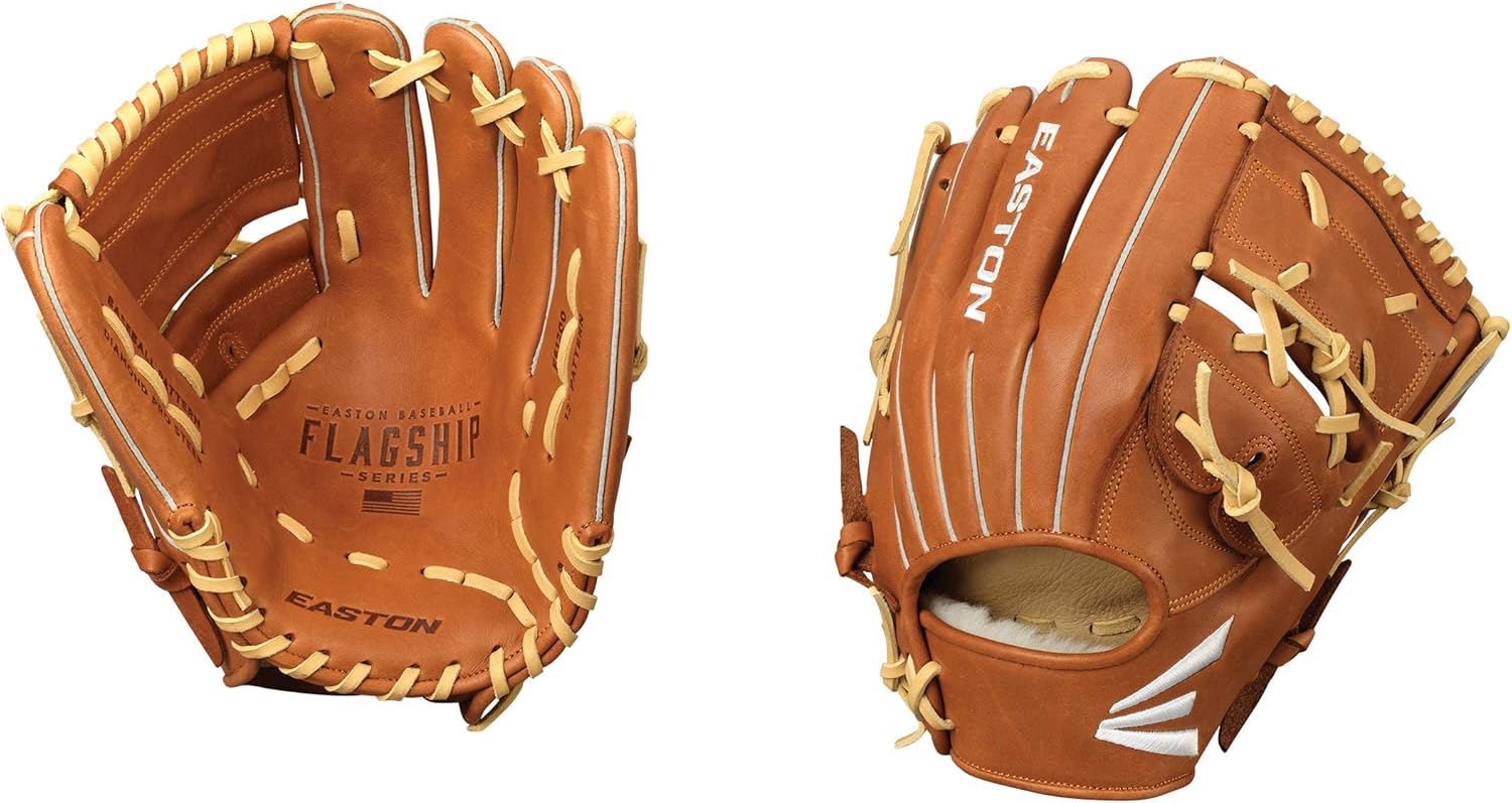 EASTON FLAGSHIP First Base Baseball Glove | 2020 | Left-Hand Throw | 12.75" | First Base Mitt | Dual Bar Web | Diamond Pro Steer Leather | Oiled Cowhide Palm + Finger Lining Max Comfort + Feel | FS3 : Sports & Outdoors