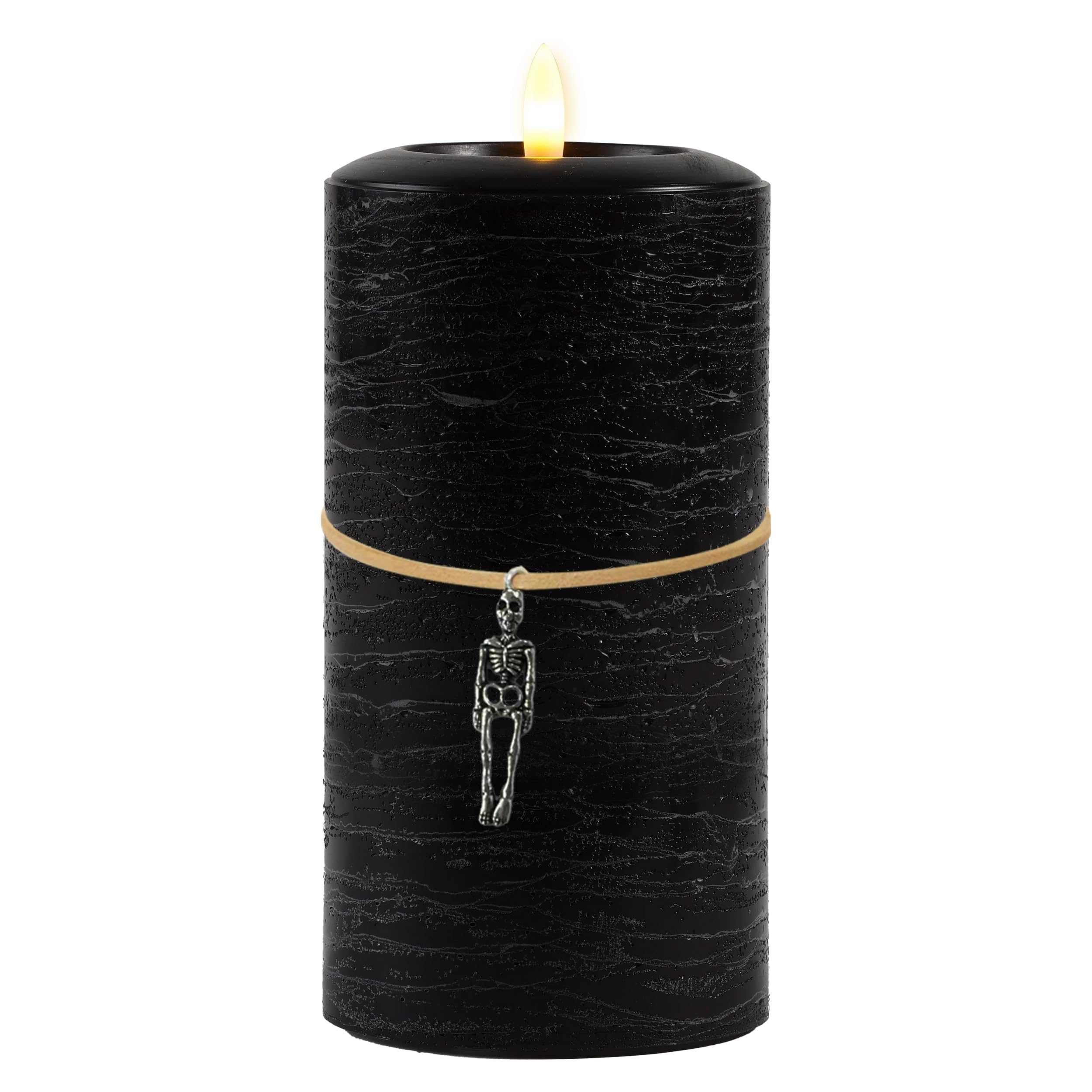 LumiPur Signature Natural Glow Flickering Flameless LED Wax Pillar Candle (Black, 3.5" x 7")