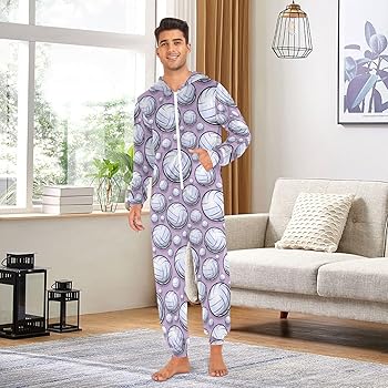 Amazon.com: YYZZH Volleyball Pattern Sport Purple Onesie Pajamas