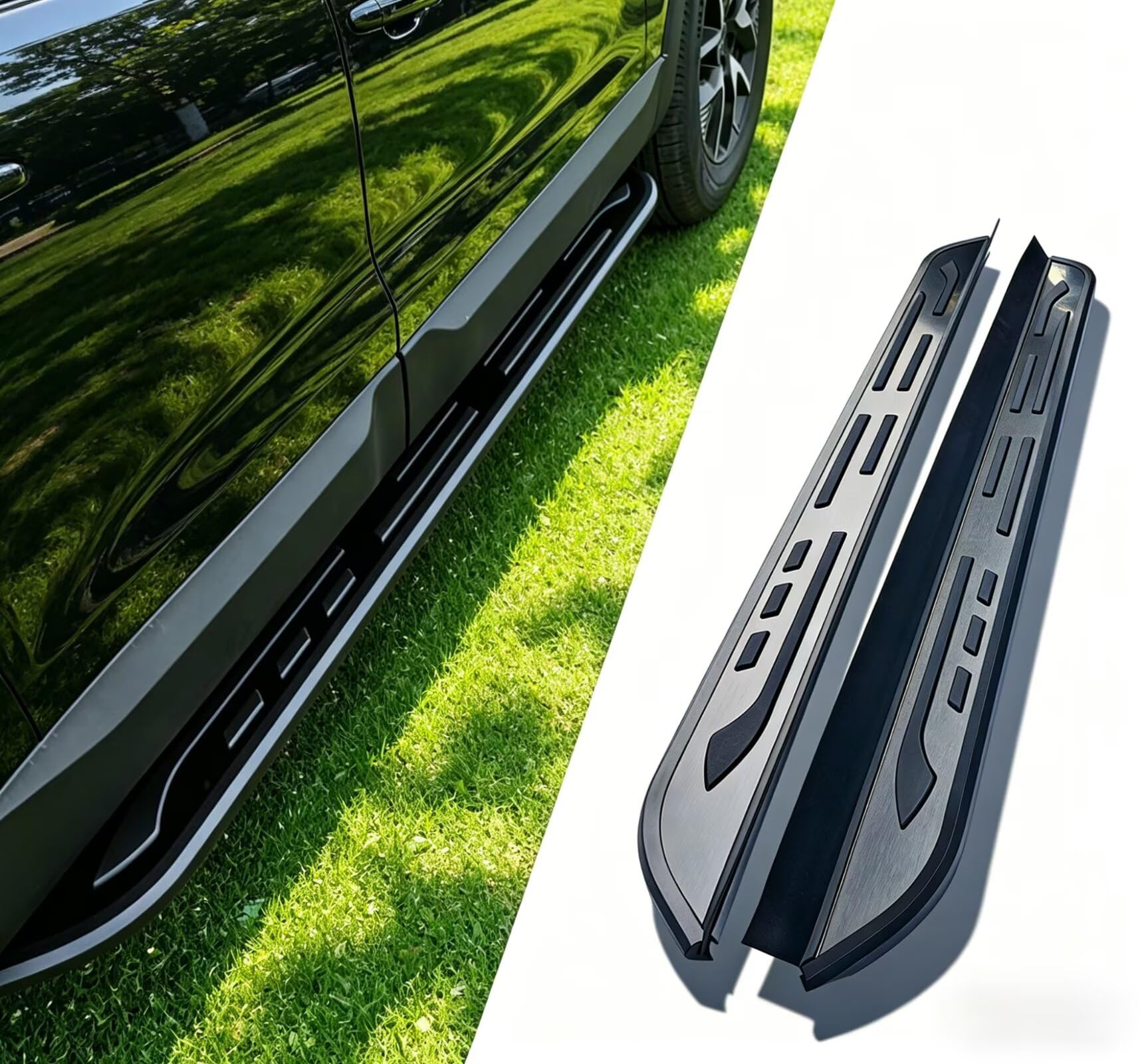 Deski do biegania do Chery TIGGO 4 PRO 2020-2026, 2 szt., aluminiowe stałe stopnie boczne (z uchwytem), zestaw bez wiercenia, zestaw śrub | DIY Project SUV, akcesoria do szyn, czarne (1 zestaw) (XMH)