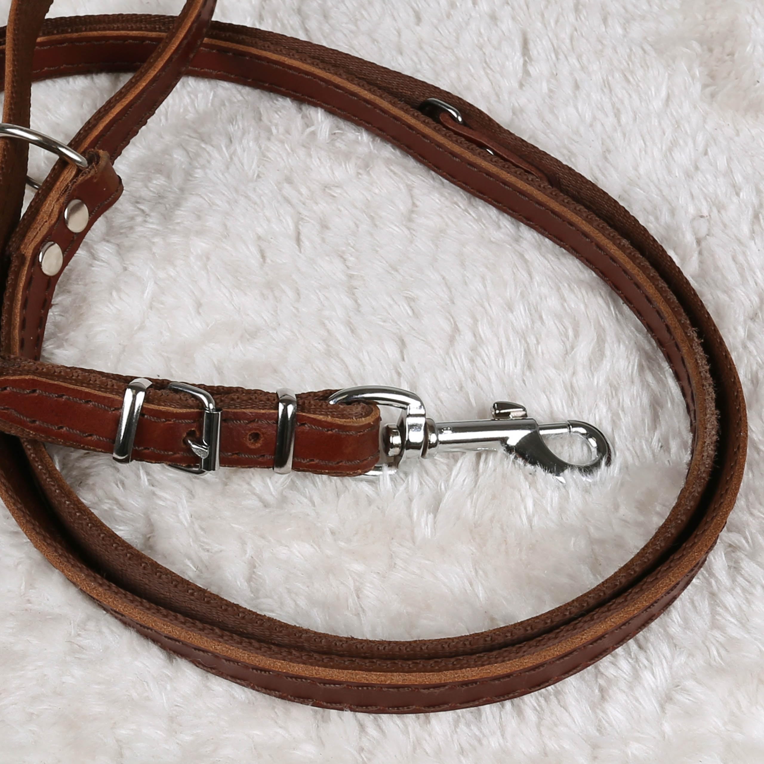 Brown Foldable Leather Dog Lead Adjustable Durable 2.0/200cm, Multicoloured - Image 4