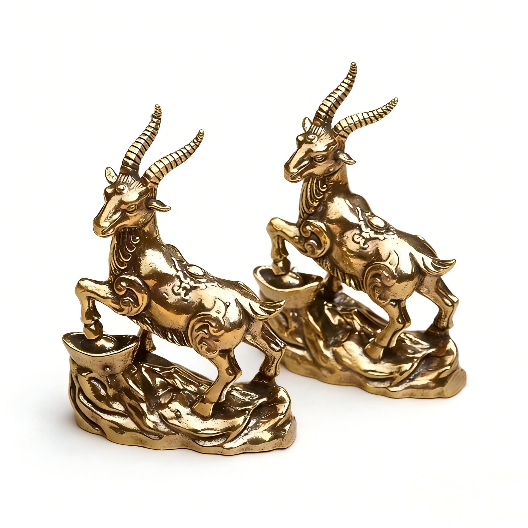 Figurines de chèvres en laiton idée cadeau déco rétro métal doré mignon