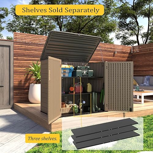 Miniatura 6 de HOMSPARK Cobertizo de almacenamiento al aire libre más grande, caja de almacenamiento para exteriores de 48 pies cúbicos, impermeable, armario de