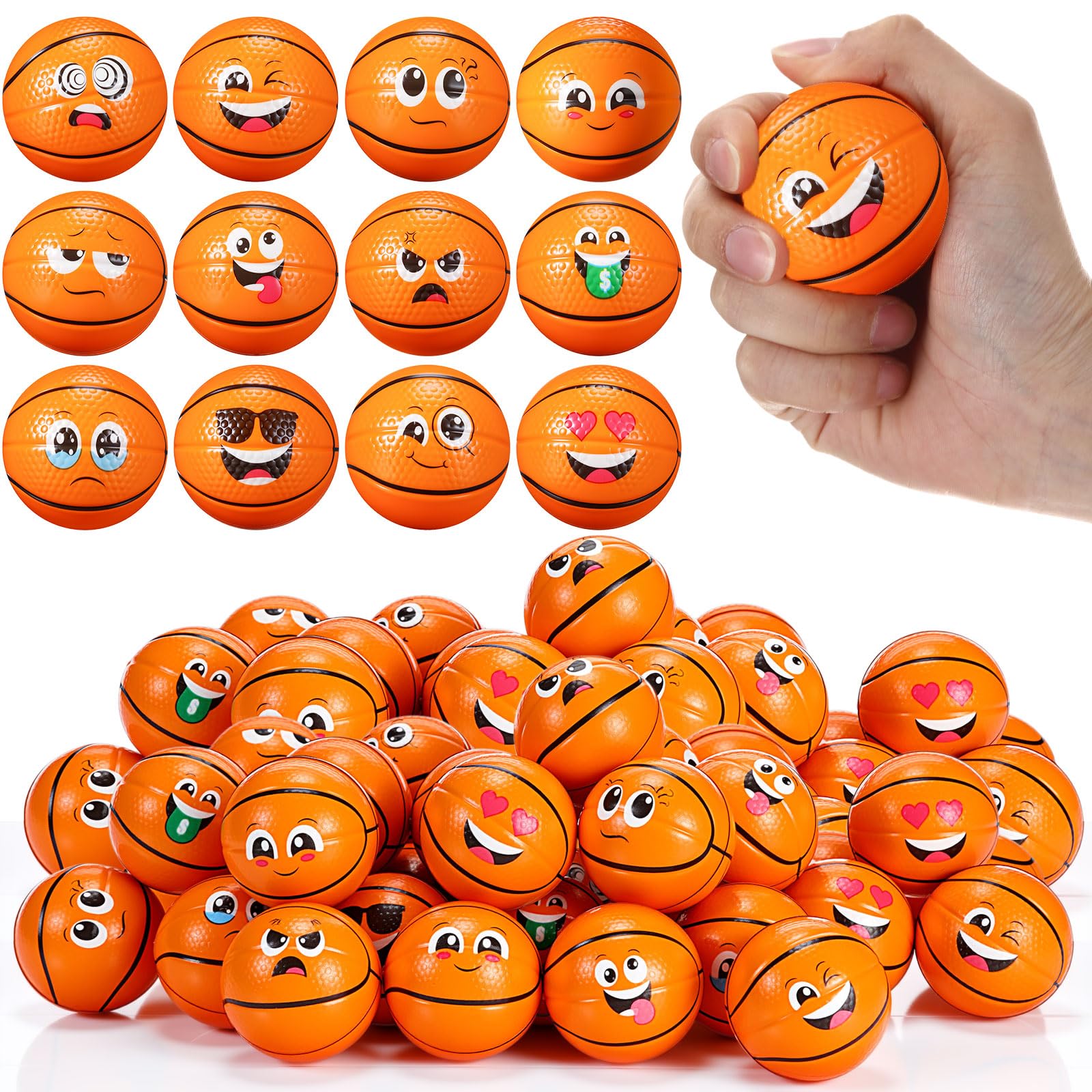 Libima 120 Pcs Mini Face Basketball Fidget Toy Bulk, 2 Inch