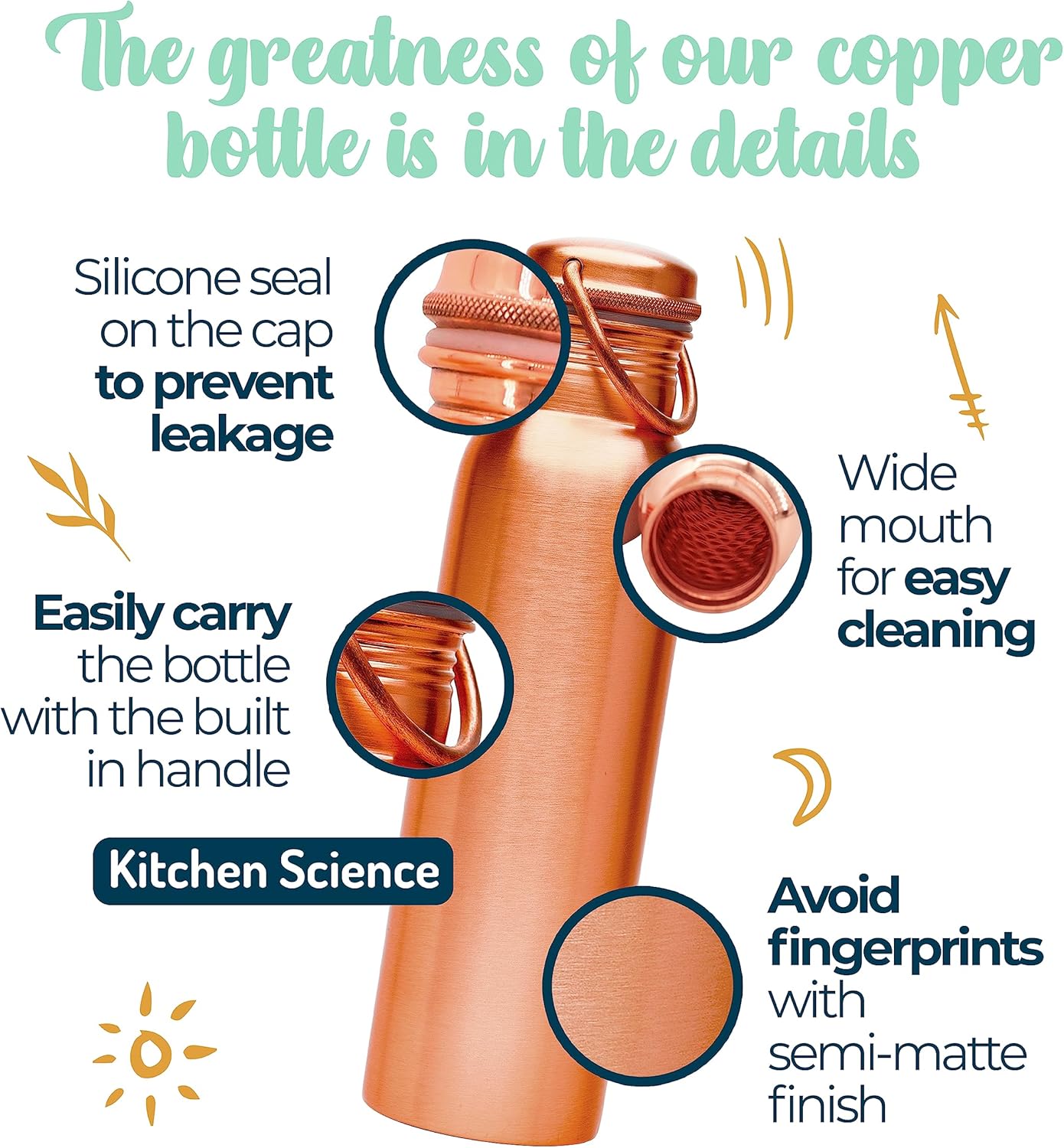 Authentic Ayurvedic Copper Water Bottle (34Oz /1000ml) With Carrying Canvas Bag & Sleeve For Drinking Water And Leak-Proof