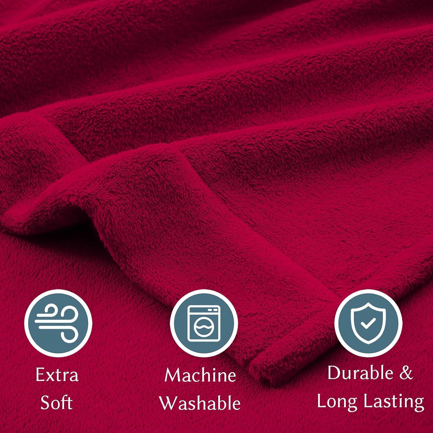 Petrichor Flannel Fleece King Size Sheet Set Red–Ultra Soft Anti-Static Plush Bedding,4 Piece(1 Fitted Sheet80×78"×16",1 Flat Sheet102×108",2 Pillowcases40×20")
