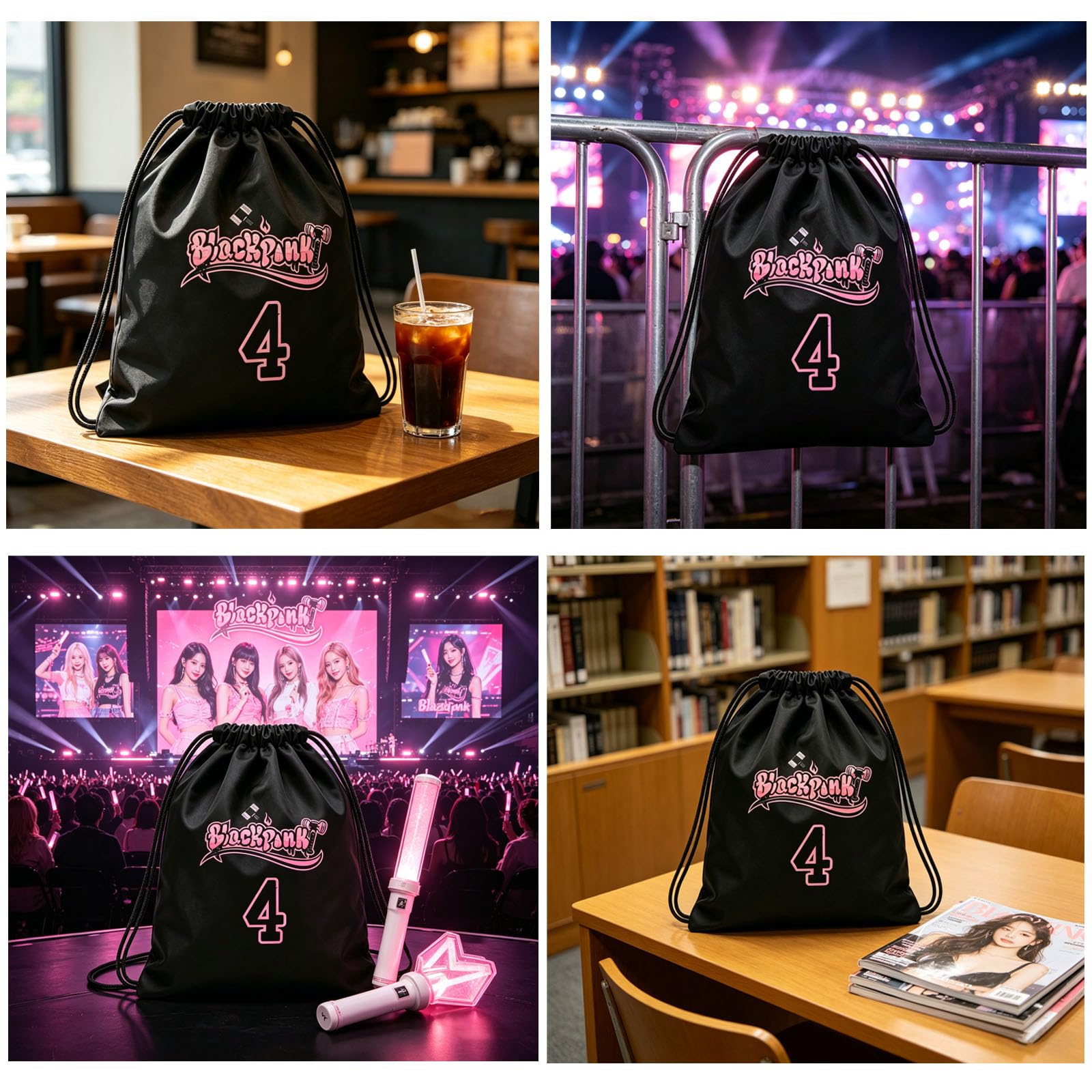 PINK K-Pop Set di Articoli per Fan: Kit Regalo BP per i Fan Del Kpop - Set di Merchandising - Regalo per Blink JUMP Portachiavi Bracciale Borsa Cordino Foto Biglietti e Altro Ancora (Black)