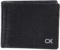 Carteira masculina minimalista de couro RFID com vários compartimentos para cartão e janela para identidade, Preto Slimfold, tamanho nico