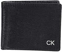 Carteira masculina minimalista de couro RFID com vários compartimentos para cartão e janela para identidade, Preto Slimfold, tamanho nico
