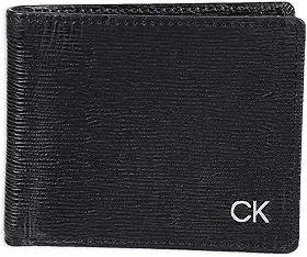 Carteira masculina minimalista de couro RFID com vários compartimentos para cartão e janela para identidade, Preto Slimfold, tamanho nico