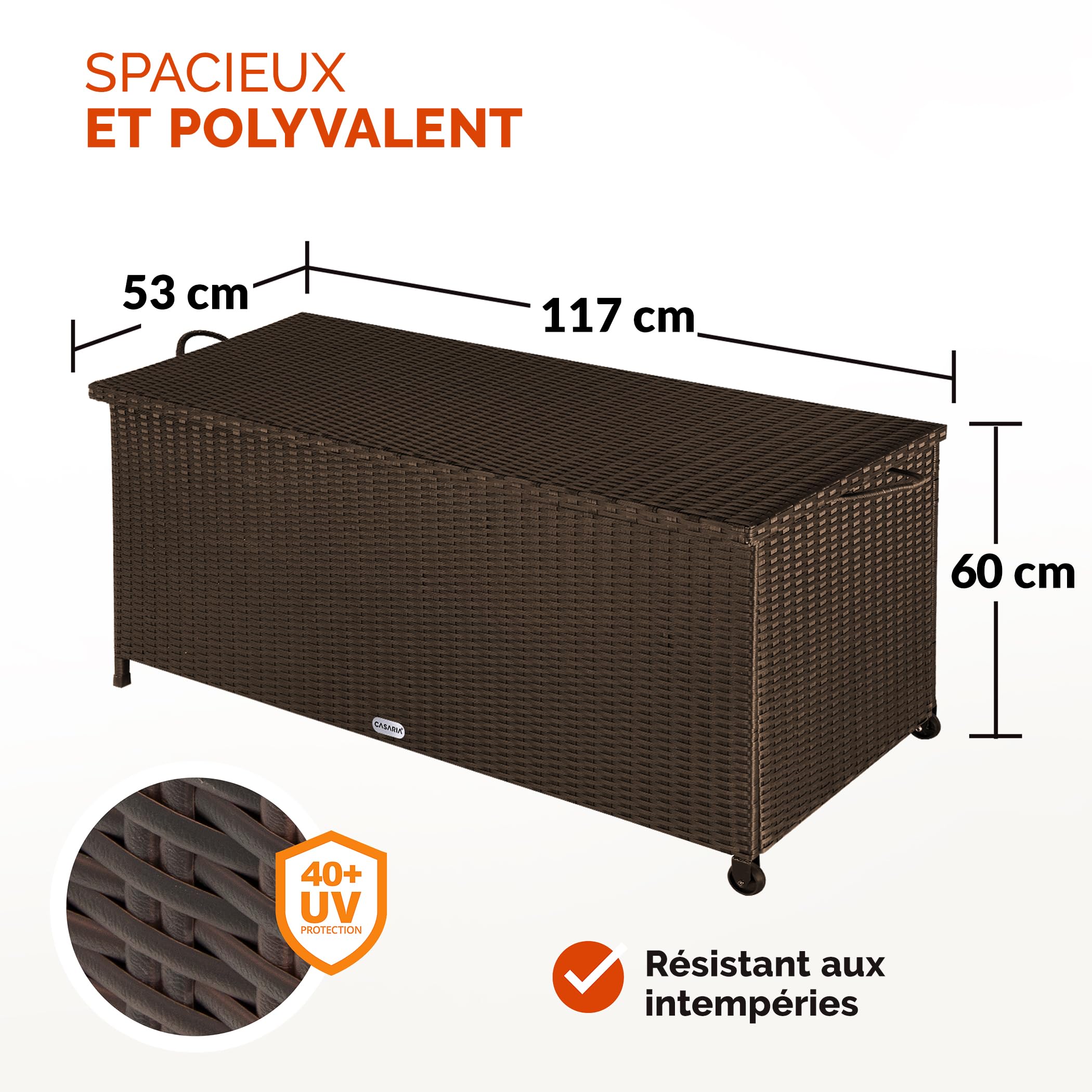 Coffre De Jardin Exterieur Avec Portant Roues, Coffre Jardin Exterieur Avec Portant Roues Coffre Jardin Exterieur Mobile En Rotin Pe Avec Et 2 Porte Serviettes Charge 30 Kg Noir 97118532