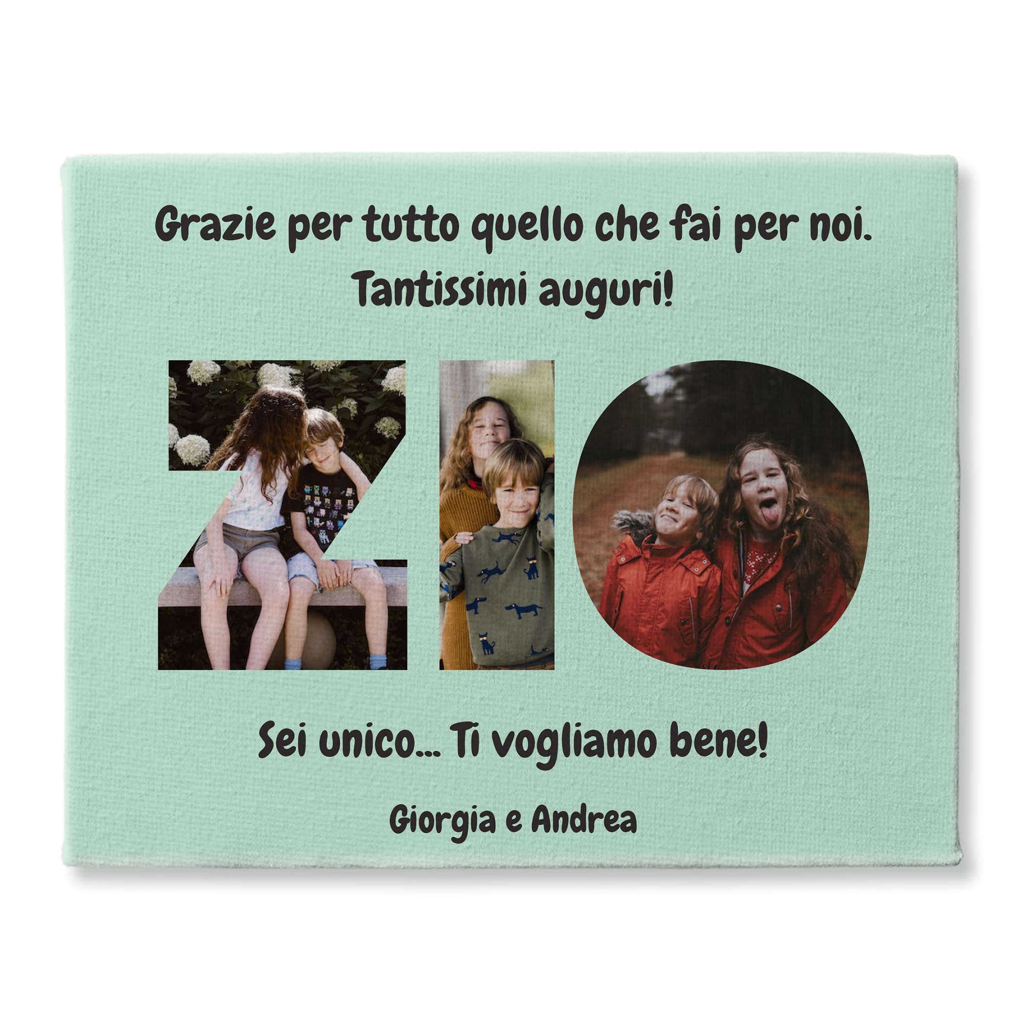 Generico Quadretto Personalizzato con Fotografie per lo Zio | Tela Zio con Foto | Idea regalo per Compleanno | Stampa su tela in cotone Personalizzata