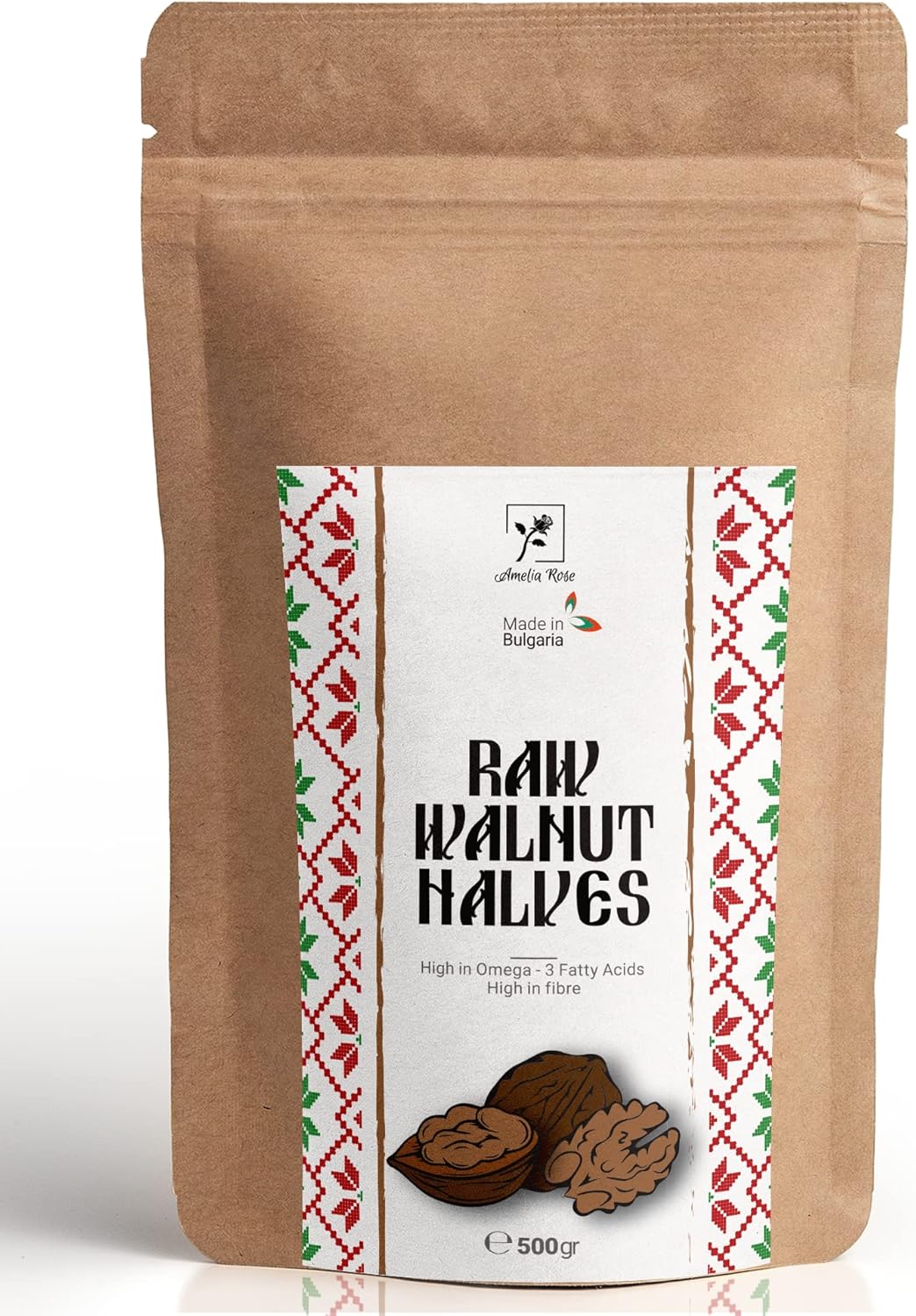 Bulgarian Raw Walnut Halves 500g by Amelia Rose 100 Natural Walnuts