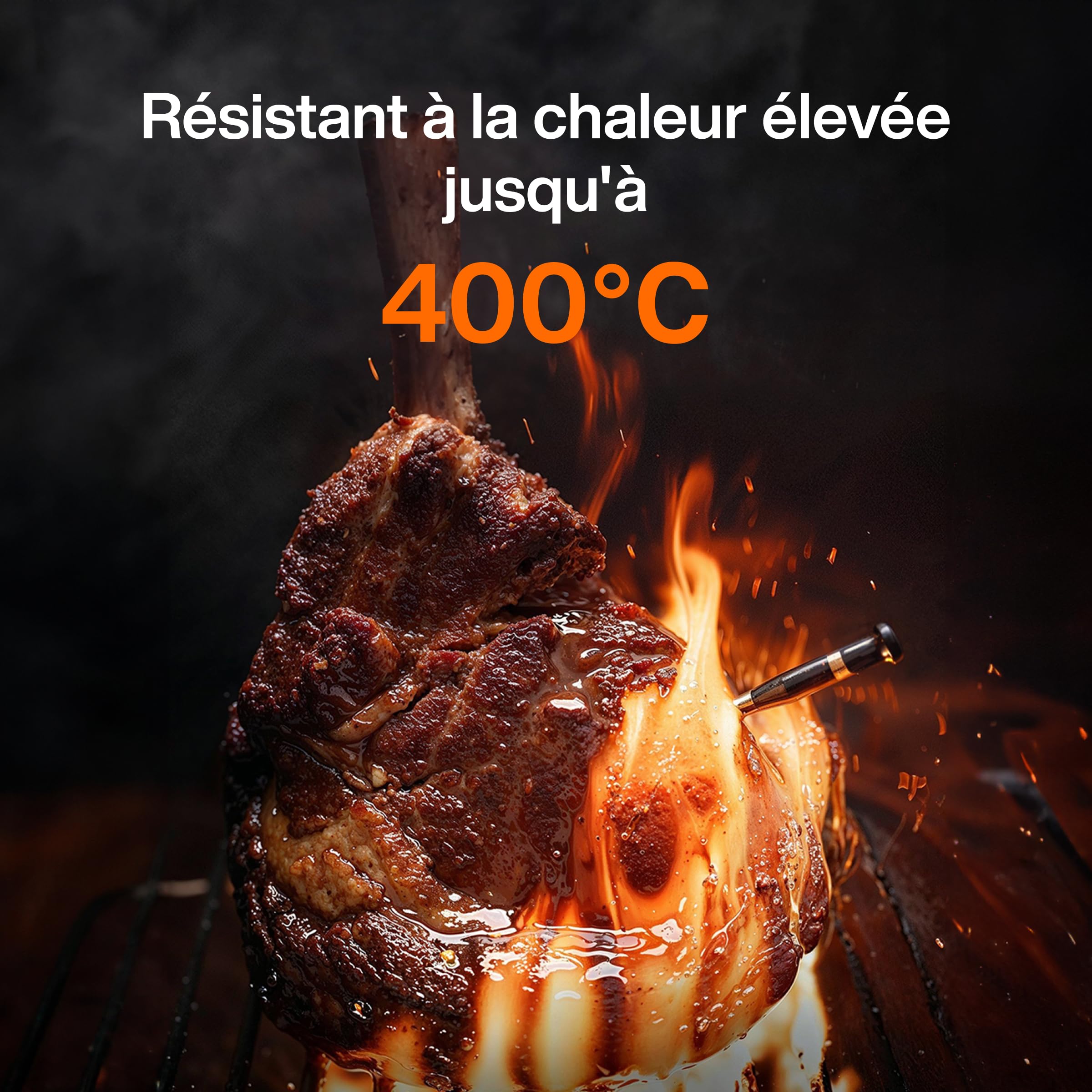 Typhur Thermomètre à Viande Intelligent Sans Fil -2 Sondes 12 Capteurs, 122m Bluetooth 5.4 Haute Stabilité, Surveillance WiFi Illimitée, IP67 Etanche Thermomètre Cuisine Cuison pour Gril Four Barbecue