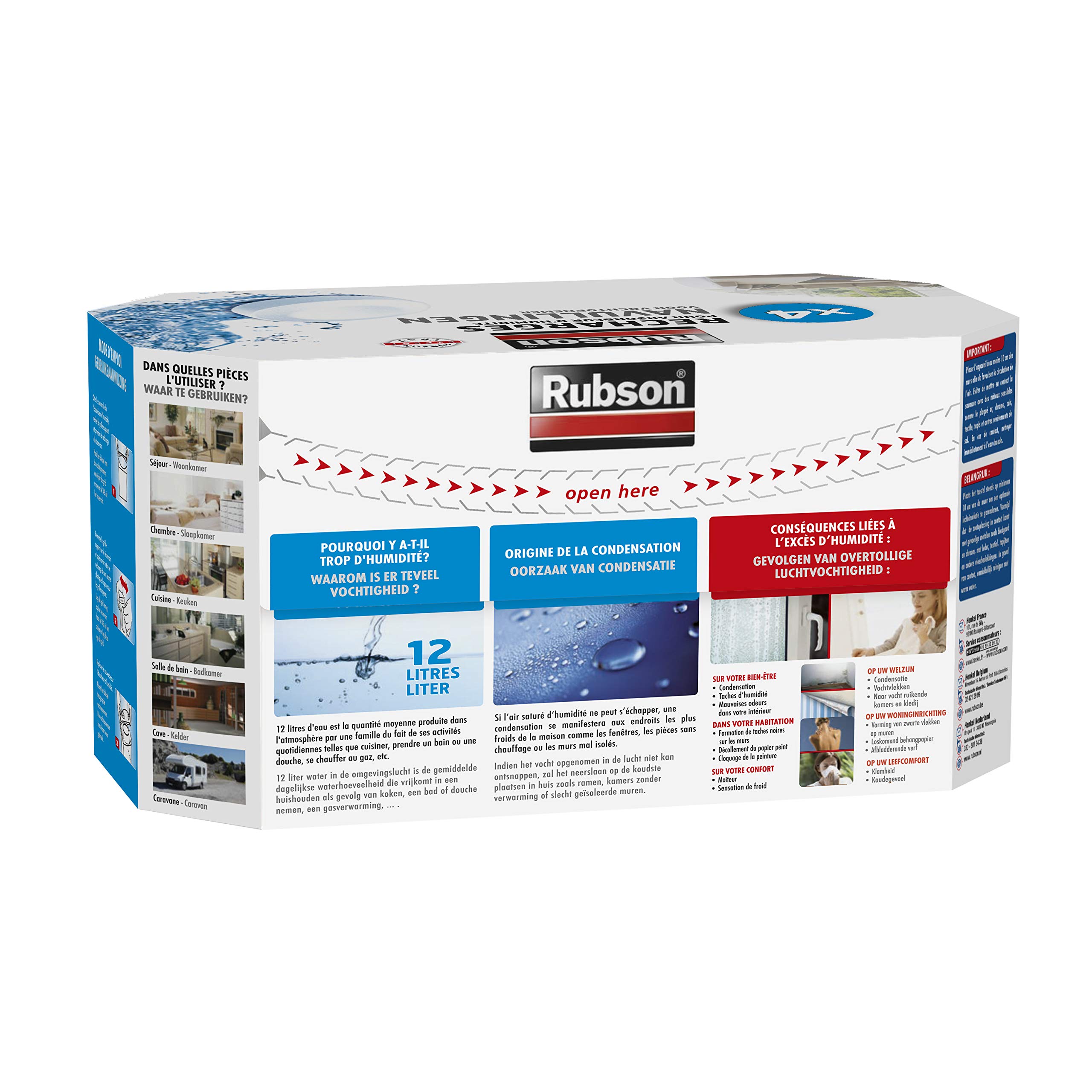 Rubson 1852170 Tabs für Luftentfeuchter, Weiß, 4 Stück