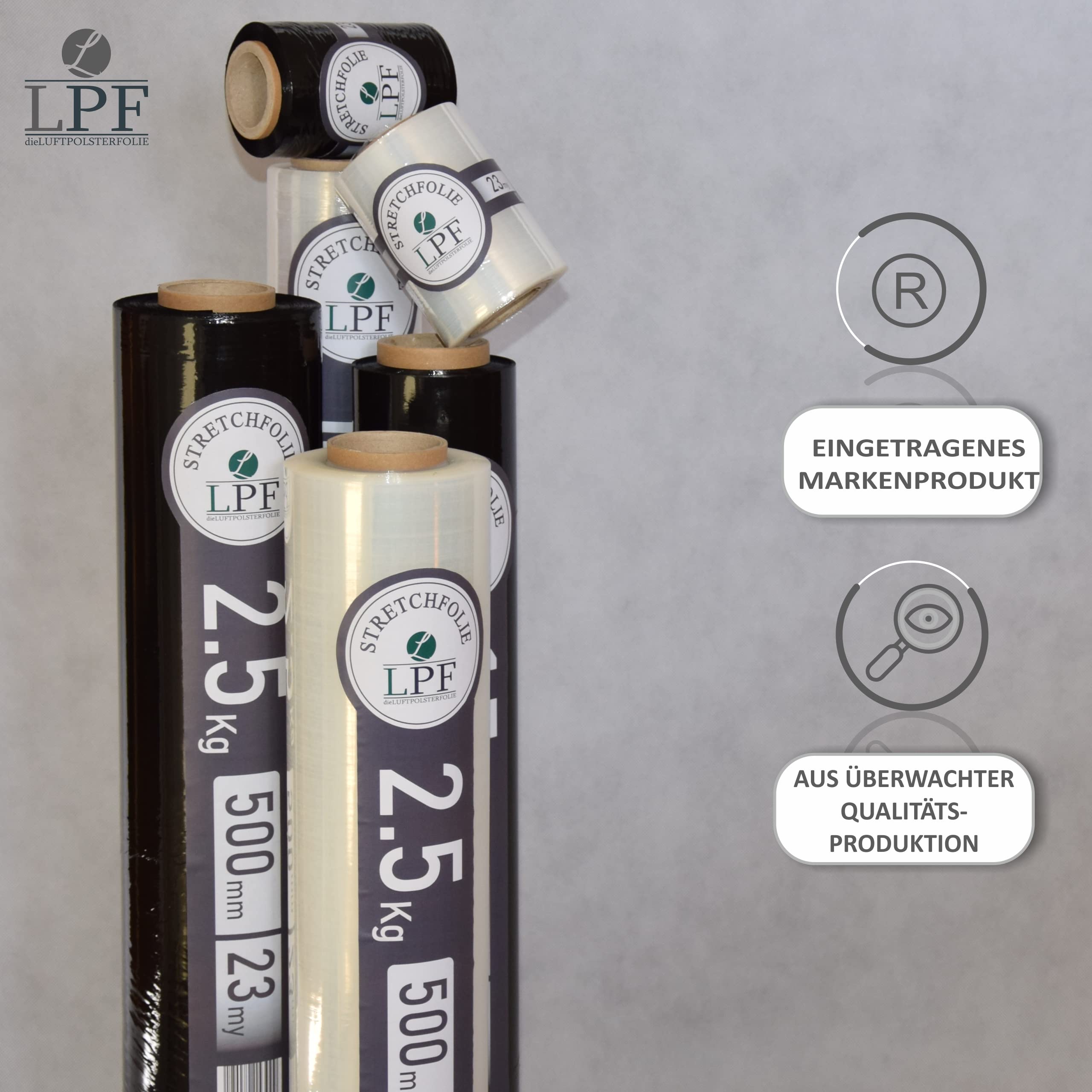 LPF® - 5 Rollen Stretchfolie Transparent Wickelfolie Handstretchfolie 1,5Kg 50cm 500mm Verpackungsmaterial - Verpackungsfolie - Folie Für Möbel – Umzugsfolie (5)