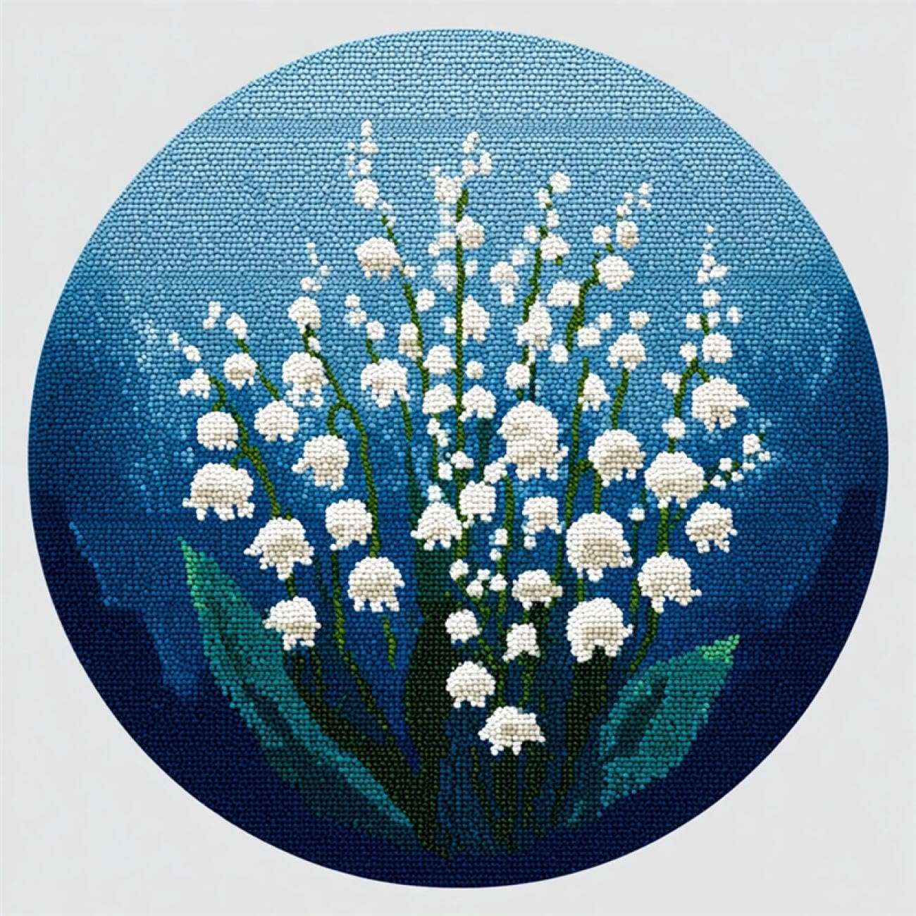Kitquiver Tapestry Kits for Adults White Lily of the Valley 60x60cm