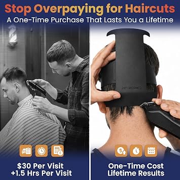 247 Groomed Self Haircut Kit for Men, Neckline & Fade Guide, 2-Piece