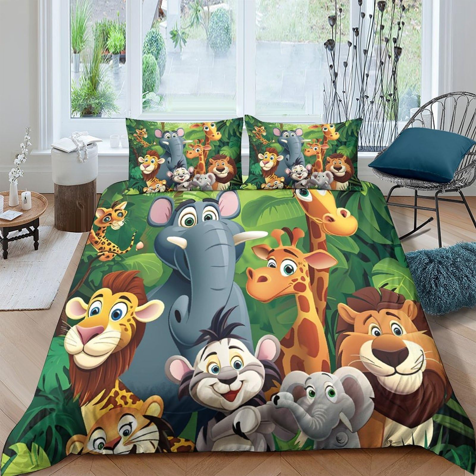 Ctjqhvkz Style-8 3D Printed Jungle Animal Fitted Sheet Microfiber Soft Cartoon Safari Mattress Cover For Bedroom Dorm Decor Easy Care Single（135X200cm）