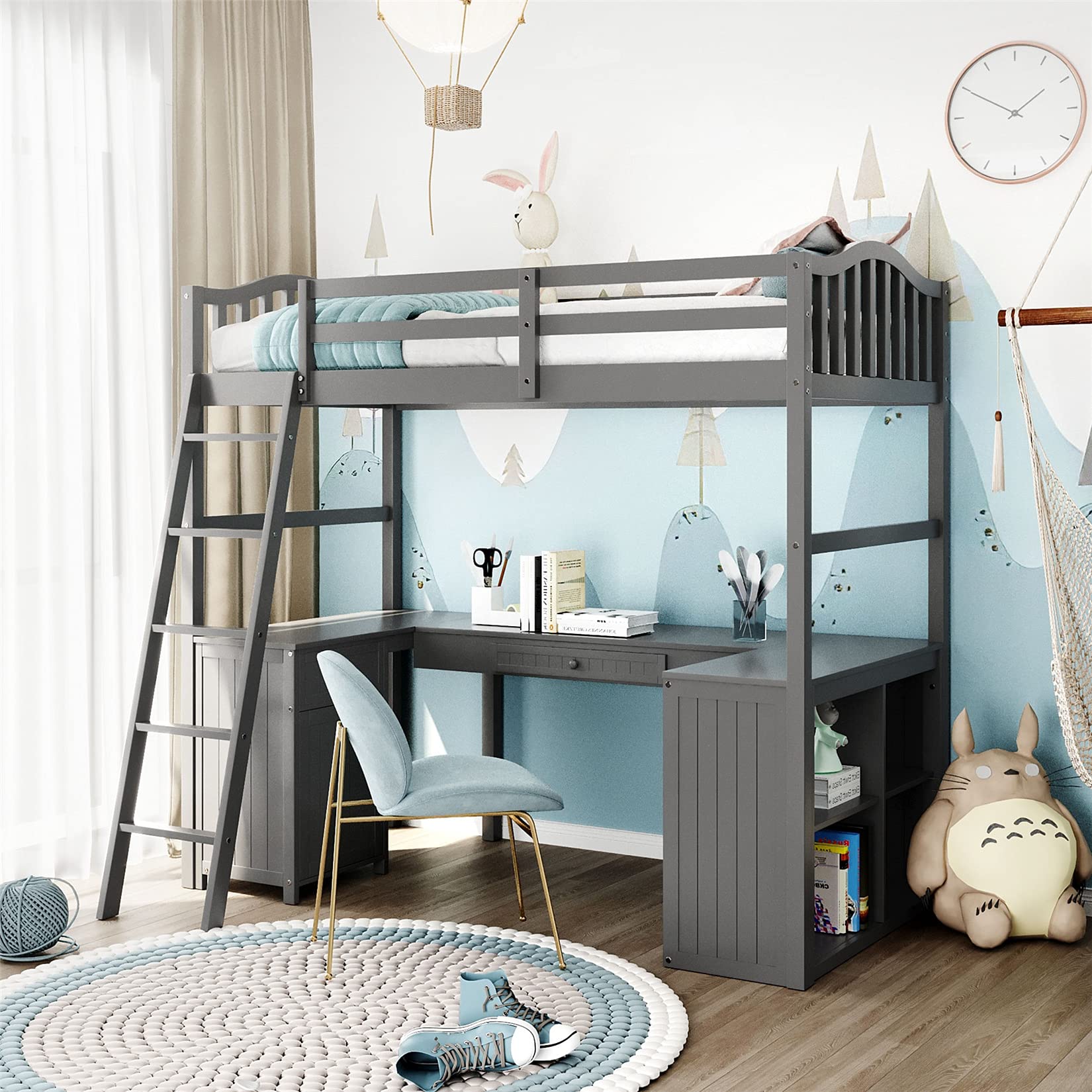 Buy Loft Bed with Desk, Twin Loft Bed with Drawer and Wood