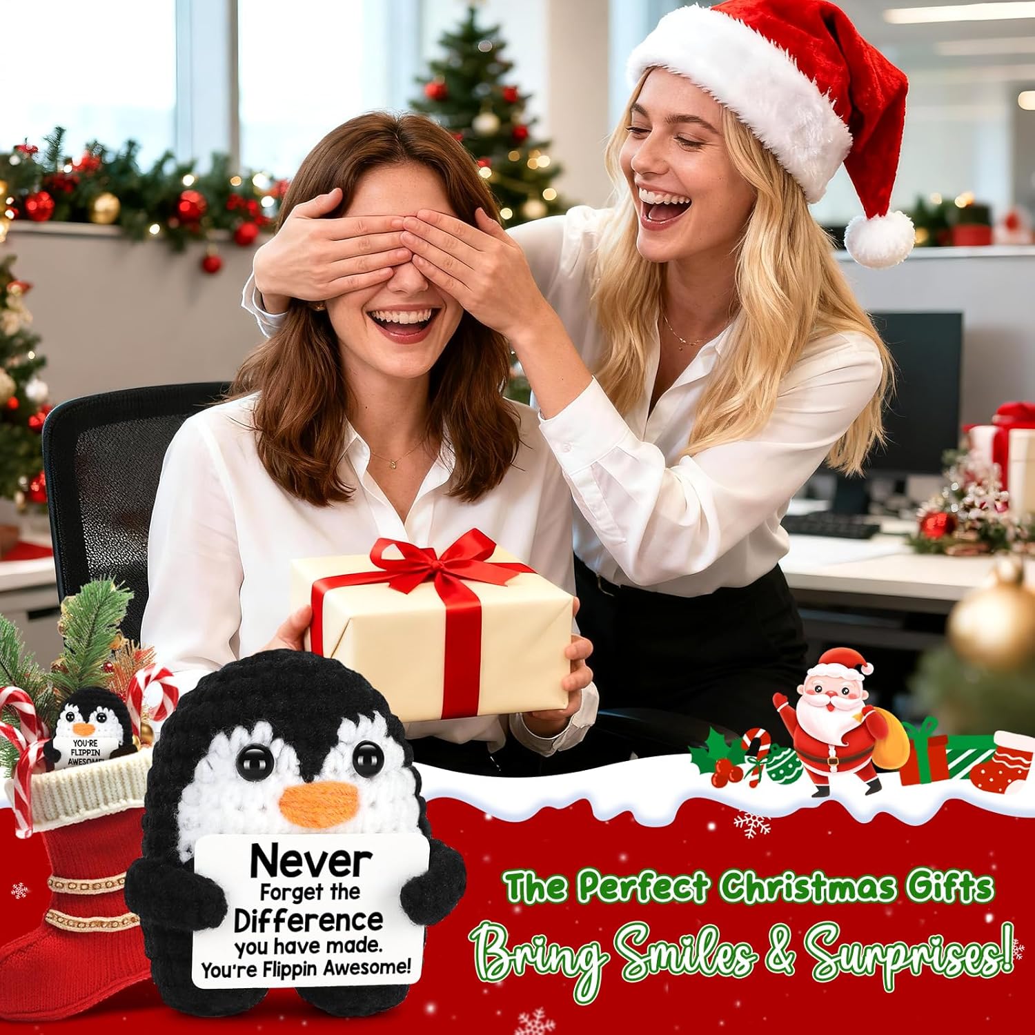 Thank You Gifts for Women Men, Valentines Day Appreciation Gifts for Teacher Coworker Friend Nurse Mentor Boss Employee, Mini Funny Handmade Crochet Penguin for Leaving Going Away Retirement Birthday - Image 9