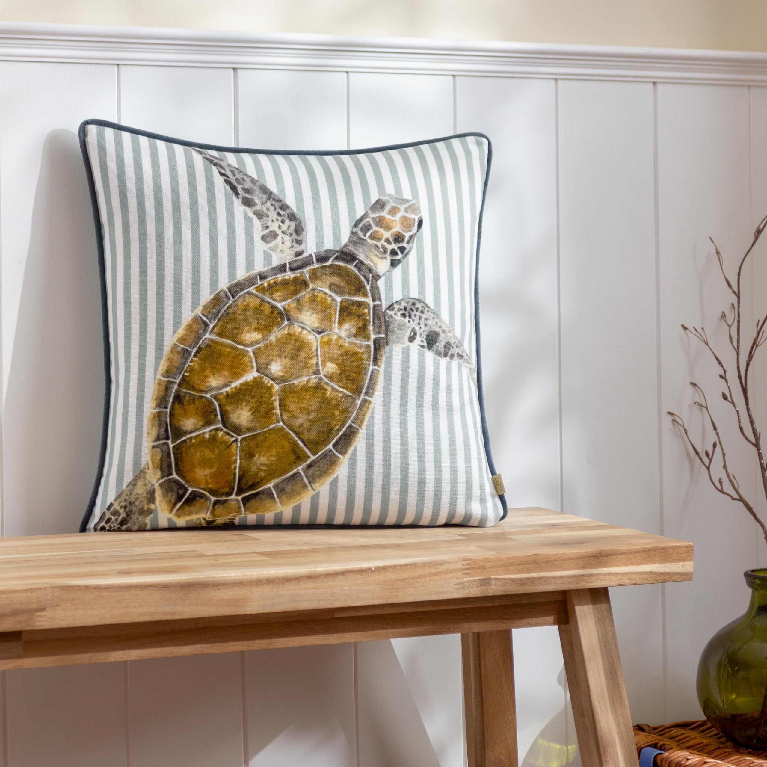 Evans Lichfield Salcombe Turtle Piped Feather Rich Filled Cushion