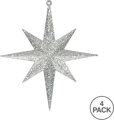 Vista 78 de Vickerman Adorno de Navidad de estrella de Belén con purpurina iridiscente de oro rosa de 8 pulgadas, 4 por caja