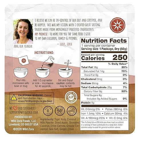 Miniatura 6 de Wild Zora Cereal caliente sin granos instantáneos original con almendras nueces y coco - sustituto de la avena desayuno vegano sin azúcar sin gluten