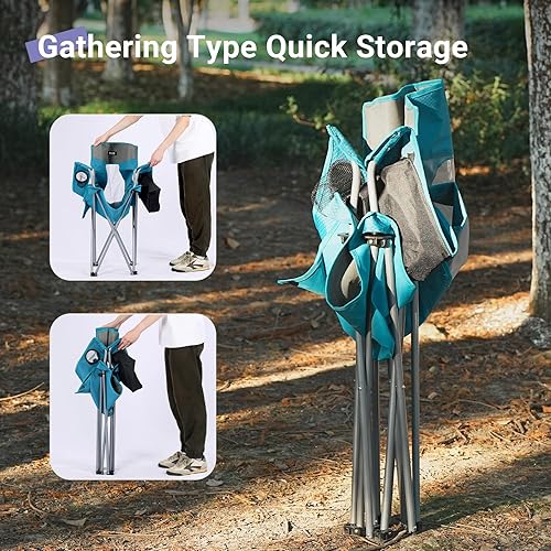 Miniatura 7 de Silla plegable de camping al aire libre, portátil, ligera, sillas plegables para campamento para adultos al aire libre con soporte para tazas, bolsa