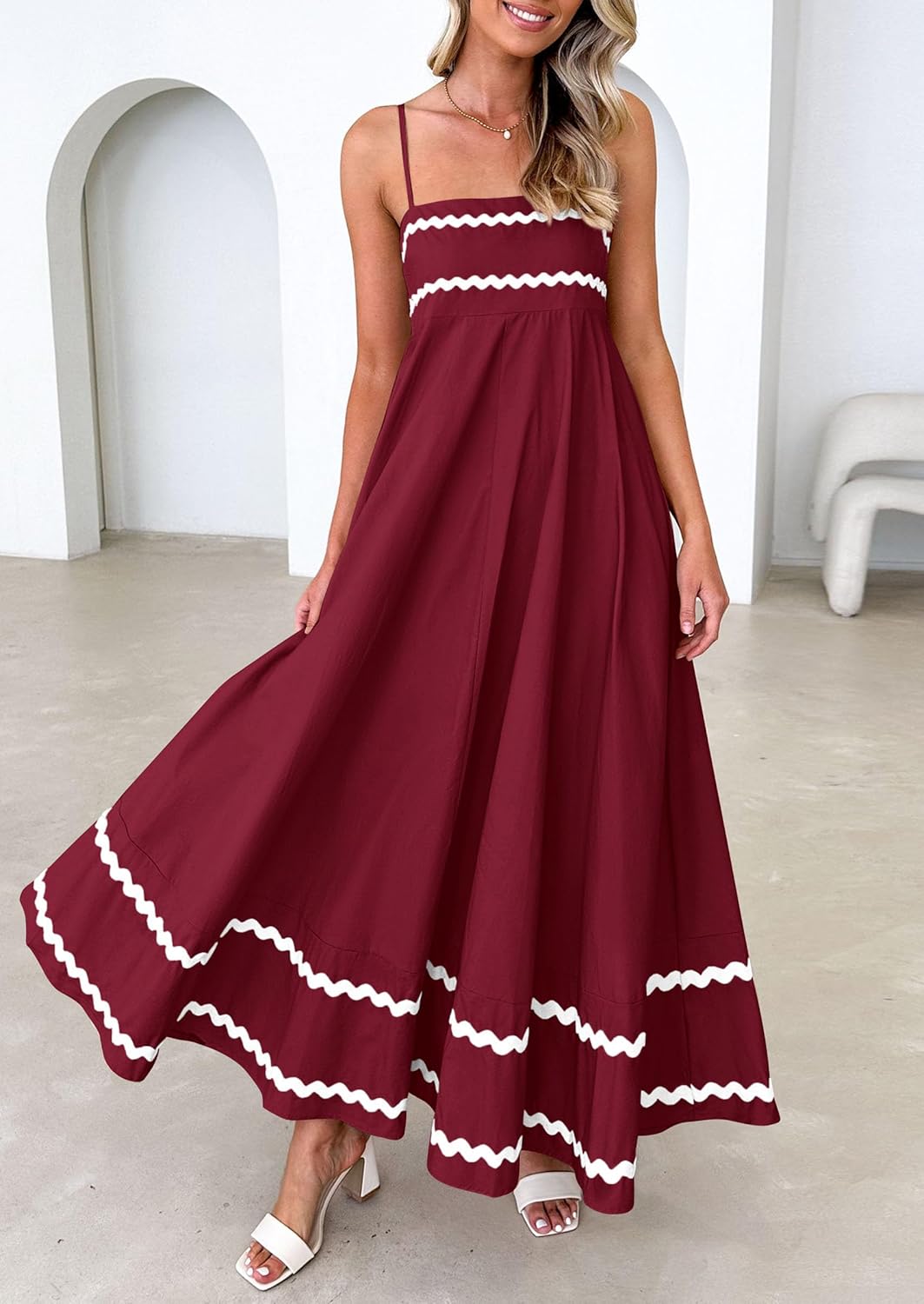 PRETTYGARDEN Women's 2026 Summer Flowy Maxi Dress Casual Sleeveless Spaghetti Strap Ruffle Beach Long Dresses - Image 6