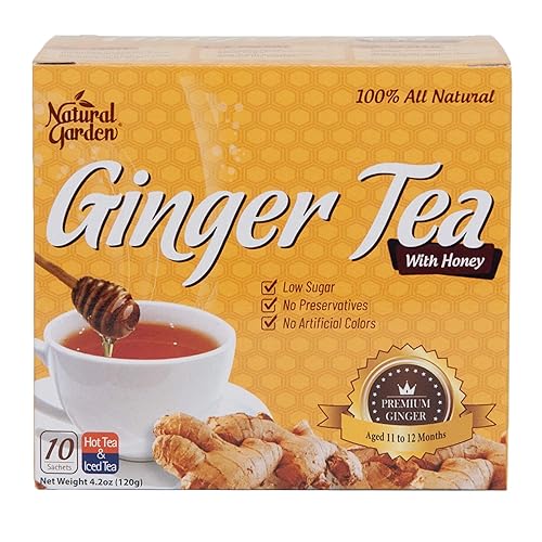 Natural Garden Té de jengibre 100% natural con miel, 10 bolsitas - 6.3oz